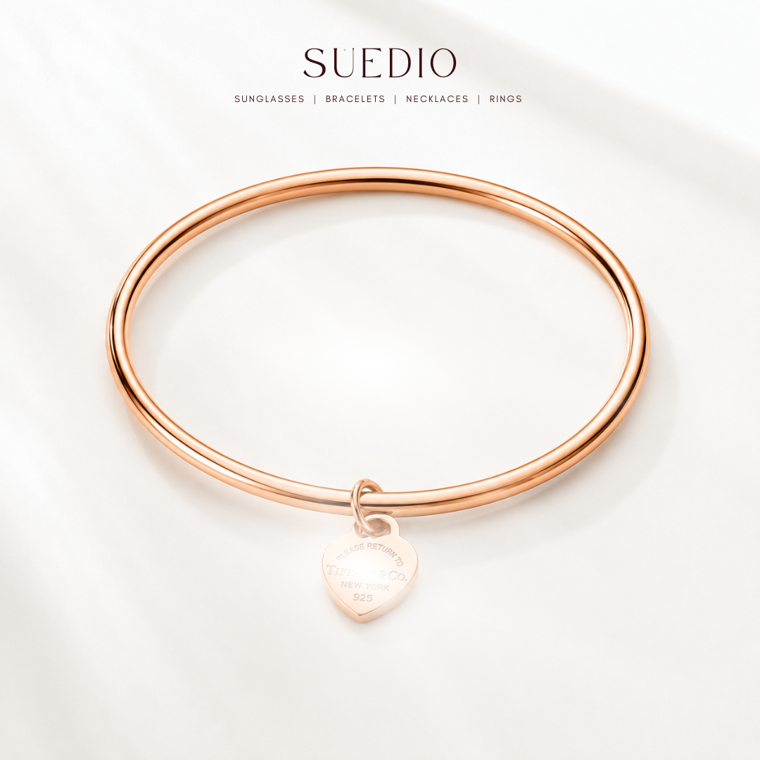 Turquoise Heart Rose Gold Bangle