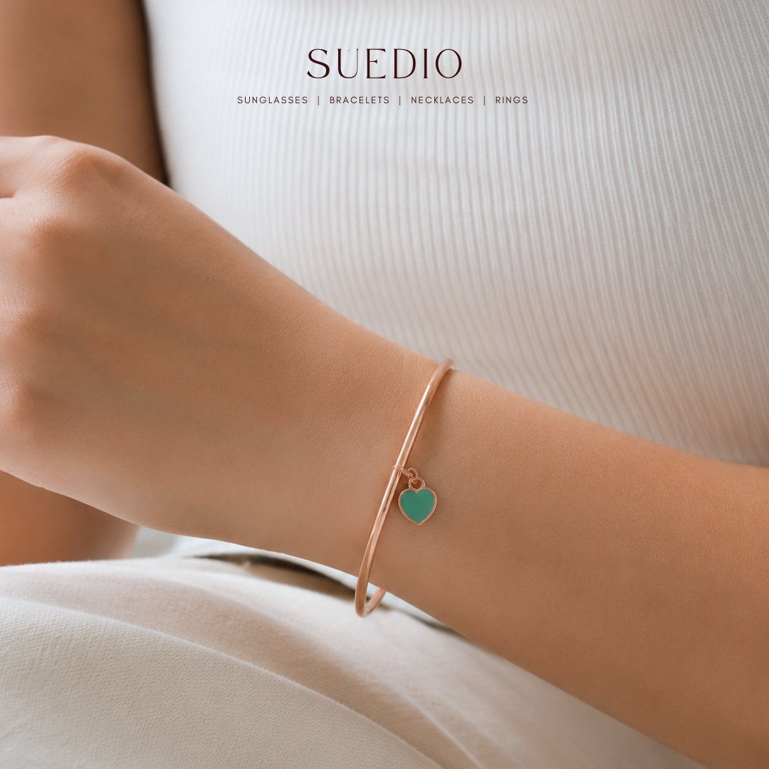 Turquoise Heart Rose Gold Bangle