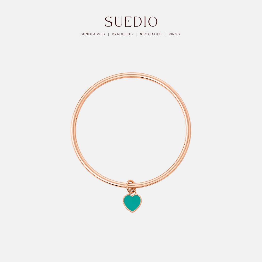 Turquoise Heart Rose Gold Bangle