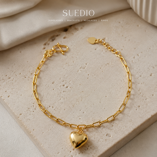 Solid Heart Gold plated Bracelet
