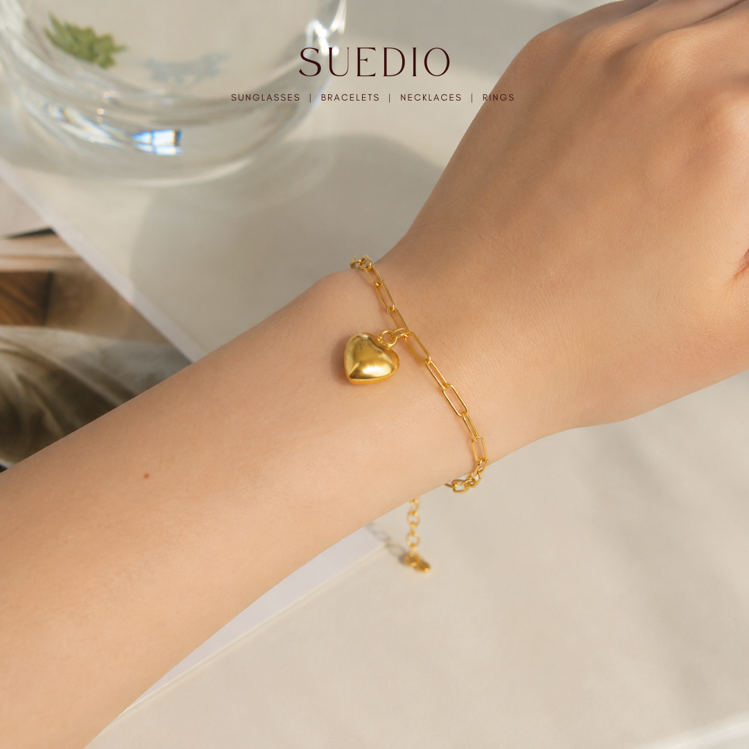 Solid Heart Gold plated Bracelet
