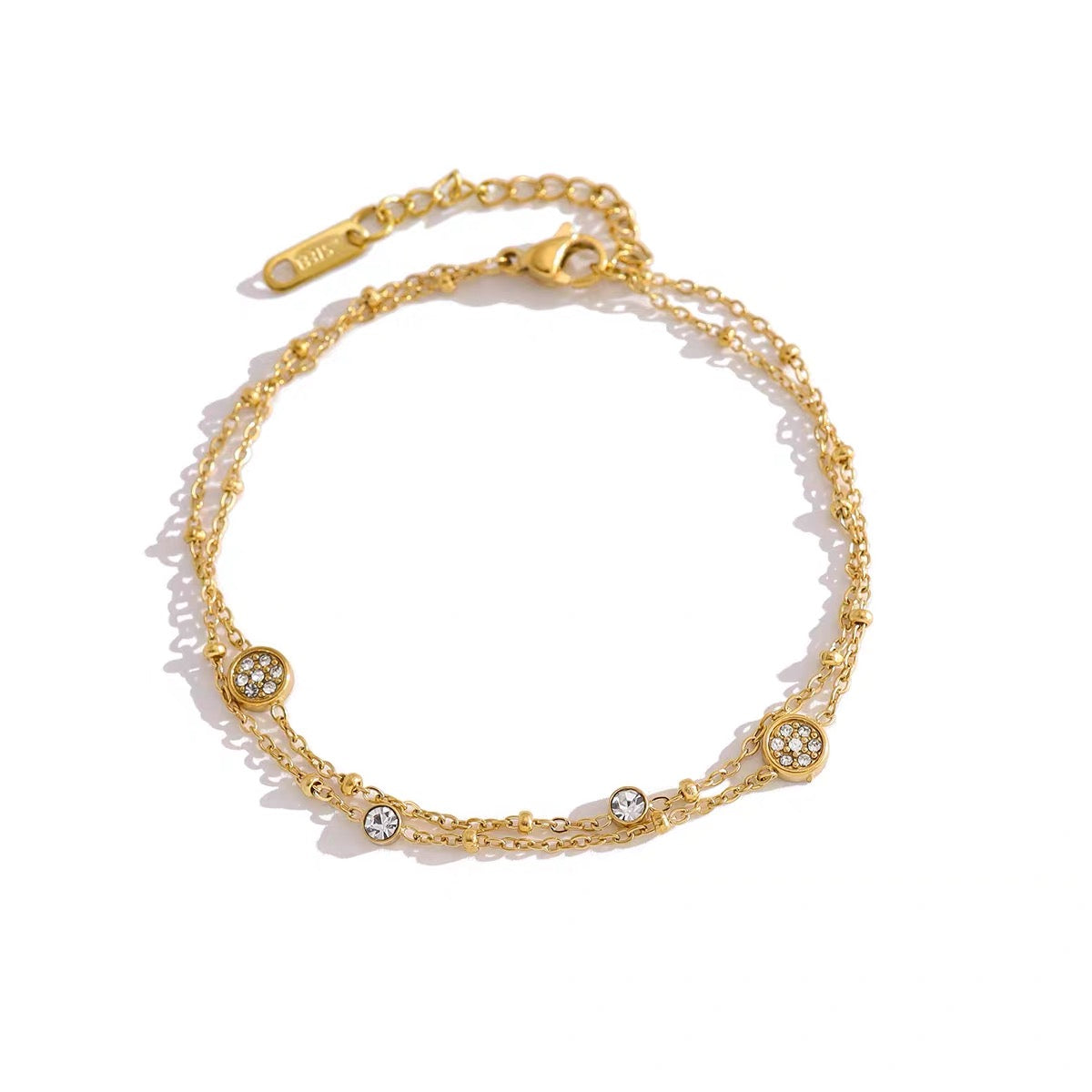 Double Layer Bracelet Round Crystal / Heart Crystal